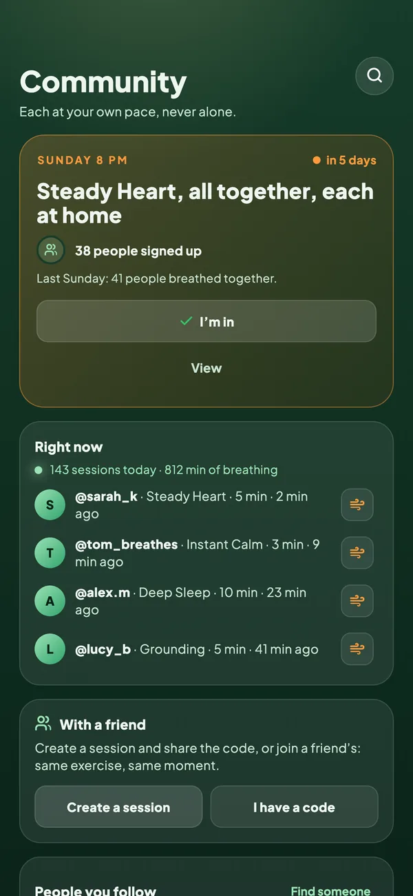 BreathLife - classement communautaire et encouragements entre pratiquants